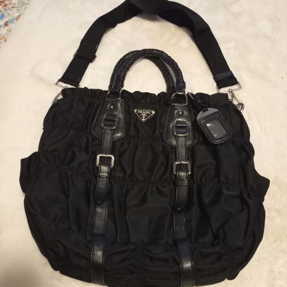 Black Prada Nylon Tessuto Gaufre Nero